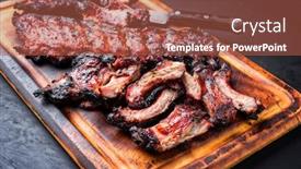  Presentation with barbecue ribs - Audience pleasing slide deck consisting of barbecue-pork-spare-loin-ribs backdrop and a red colored foreground