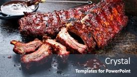  Presentation with barbecue ribs - Theme consisting of barbecue-pork-spare-loin-ribs background and a ocean colored foreground