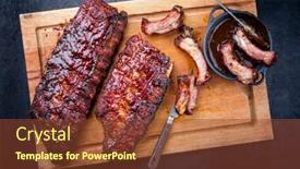  Presentation with burnt - Presentation with barbecue-pork-spare-loin-ribs background and a tawny brown colored foreground