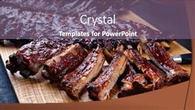  Presentation with barbecue ribs - Slides having barbecue-pork-spare-loin-ribs background and a gray colored foreground