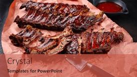  Presentation with barbecue ribs - PPT theme consisting of barbecue-pork-spare-loin-ribs background and a red colored foreground