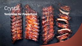  Presentation with barbecue ribs - Colorful presentation design enhanced with barbecue-pork-spare-ribs-st backdrop and a dark gray colored foreground