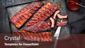  Presentation with barbecue ribs - Presentation theme consisting of barbecue-pork-spare-ribs-st background and a tawny brown colored foreground