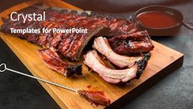  Presentation with barbecue ribs - Audience pleasing PPT layouts consisting of barbecue-pork-spare-ribs-st backdrop and a tawny brown colored foreground