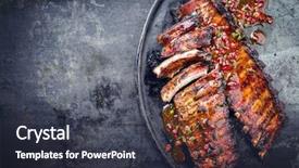  Presentation with barbecue - Slide deck consisting of barbecue pork spare ribs background and a dark gray colored foreground