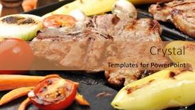  Presentation with meat beef - Slides having prepared beef meat and different background and a coral colored foreground