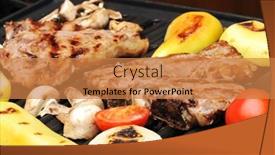  Presentation with meat beef - Theme featuring prepared beef meat and different background and a coral colored foreground