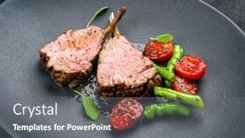  Presentation with barbecue - Audience pleasing theme consisting of barbecue-rack-of-lamb-neck backdrop and a gray colored foreground