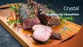  Presentation with barbecue - Presentation theme having barbecue-rack-of-lamb background and a wine colored foreground