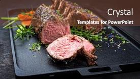  Presentation with barbecue - Audience pleasing PPT theme consisting of barbecue-rack-of-lamb backdrop and a tawny brown colored foreground