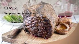  Presentation with barbecue - Presentation theme with barbecue rib of beef on cutting boead background and a mint green colored foreground