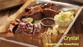  Presentation with barbecue ribs - PPT theme enhanced with barbecue ribs with brisket fried background and a tawny brown colored foreground