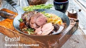  Presentation with boar - PPT layouts featuring barbecue roast boar joint background and a tawny brown colored foreground