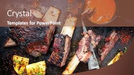  Presentation with barbecue ribs - Audience pleasing slide deck consisting of barbecue-smoked-sliced-hot-marinade backdrop and a tawny brown colored foreground
