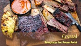  Presentation with barbecue ribs - Audience pleasing slide set consisting of barbecue-smoked-sliced-hot-marinade backdrop and a tawny brown colored foreground