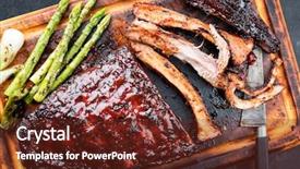  Presentation with barbecue ribs - Presentation theme featuring barbecue spare ribs st louis background and a tawny brown colored foreground