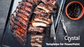  Presentation with barbecue ribs - Amazing presentation design having barbecue spare ribs st louis backdrop and a dark gray colored foreground