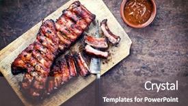  Presentation with barbecue ribs - Slide deck enhanced with barbecue spare ribs st louis background and a gray colored foreground