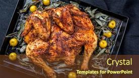  Presentation with barbecue - Slide deck consisting of barbecue-spatchcocked-chicken-al-mattone background and a tawny brown colored foreground
