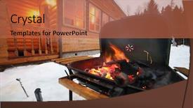  Presentation with barbecue - Slides with barbecue stove with burning coals background and a red colored foreground