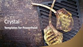  Presentation with steak and pork chops - PPT layouts consisting of barbecue tomahawk pork steak background and a gray colored foreground