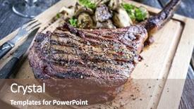  Presentation with barbecue boat - Presentation theme having barbecue tomahawk steak on cutting background and a violet colored foreground