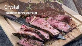  Presentation with cutting board - Colorful slide deck enhanced with barbecue tomahawk steak on cutting backdrop and a tawny brown colored foreground