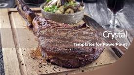  Presentation with cutting board - PPT theme featuring barbecue tomahawk steak on cutting background and a violet colored foreground