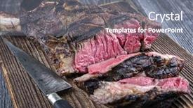  Presentation with barbecue boat - Slide set featuring barbecue tomahawk steak on cutting background and a gray colored foreground