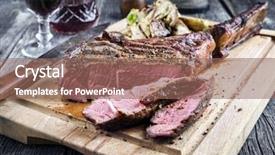  Presentation with cutting board - Slide deck having barbecue tomahawk steak on cutting background and a violet colored foreground