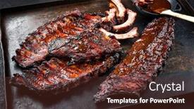  Presentation with barbecue ribs - Colorful theme enhanced with barbecue-veal-spare-loin-ribs backdrop and a tawny brown colored foreground