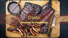 Presentation with barbecue ribs - Slides having barbecue-veal-spare-loin-ribs background and a tawny brown colored foreground