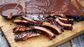  Presentation with barbecue ribs - Presentation theme with barbecue-veal-spare-loin-ribs background and a tawny brown colored foreground