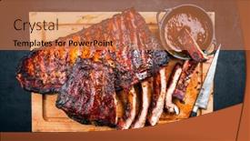 Presentation with barbecue ribs - Theme featuring barbecue-veal-spare-loin-ribs background and a coral colored foreground