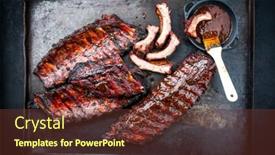  Presentation with barbecue ribs - Presentation having barbecue-veal-spare-loin-ribs background and a tawny brown colored foreground