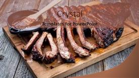  Presentation with barbecue ribs - Theme having barbecue-veal-spare-loin-ribs background and a coral colored foreground