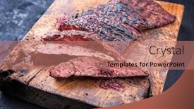  Presentation with wagyu - Presentation design having barbecue-wagyu-bavette-beef-steak background and a  colored foreground