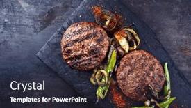  Presentation with wagyu - Slide set with barbecue-wagyu-beef-hamburger and a wine colored foreground