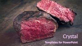  Presentation with sheet metal - Beautiful slides featuring wagyu point steak very rare backdrop and a tawny brown colored foreground