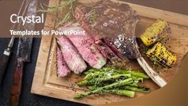  Presentation with wagyu - Theme featuring barbecue wagyu tomahawk steak background and a coral colored foreground