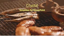  Presentation with fish net - Presentation with camp fire winter time - barbecue with chicken wing mushroom background and a tawny brown colored foreground