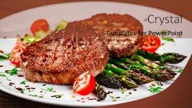  Presentation with asparagus - PPT layouts featuring barbecued-beef-steak-with-green background and a red colored foreground