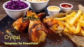 Presentation with ketchup - PPT layouts featuring barbecued-chicken-drumsticks-with-french background and a tawny brown colored foreground