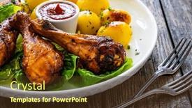  Presentation with ketchup - Theme enhanced with barbecued-chicken-drumsticks-with-fried background and a tawny brown colored foreground