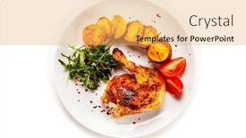  Presentation with fried chicken - Slides with barbecued-chicken-thigh-with-fried background and a yellow colored foreground