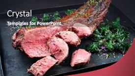  Presentation with tenderloin - Colorful PPT theme enhanced with barbecued-dry-aged-venison-tenderloin backdrop and a dark gray colored foreground