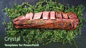  Presentation with tenderloin - Amazing theme having barbecued-dry-aged-venison-tenderloin backdrop and a tawny brown colored foreground