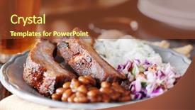  Presentation with ribs - Slide deck consisting of barbecued spare ribs with coleslaw background and a tawny brown colored foreground