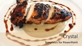  Presentation with grilled chicken - PPT theme consisting of barbecued sumac chicken with grilled background and a lemonade colored foreground