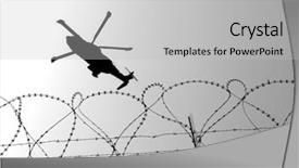  Presentation with helicopter - PPT layouts having barbed wire - barbwire and military helicopter background and a light gray colored foreground